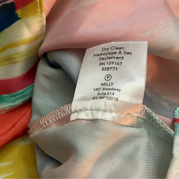 New! Milly Watercolor Brushstroke colorful Top In Multi 28136 - Picture 7 of 13